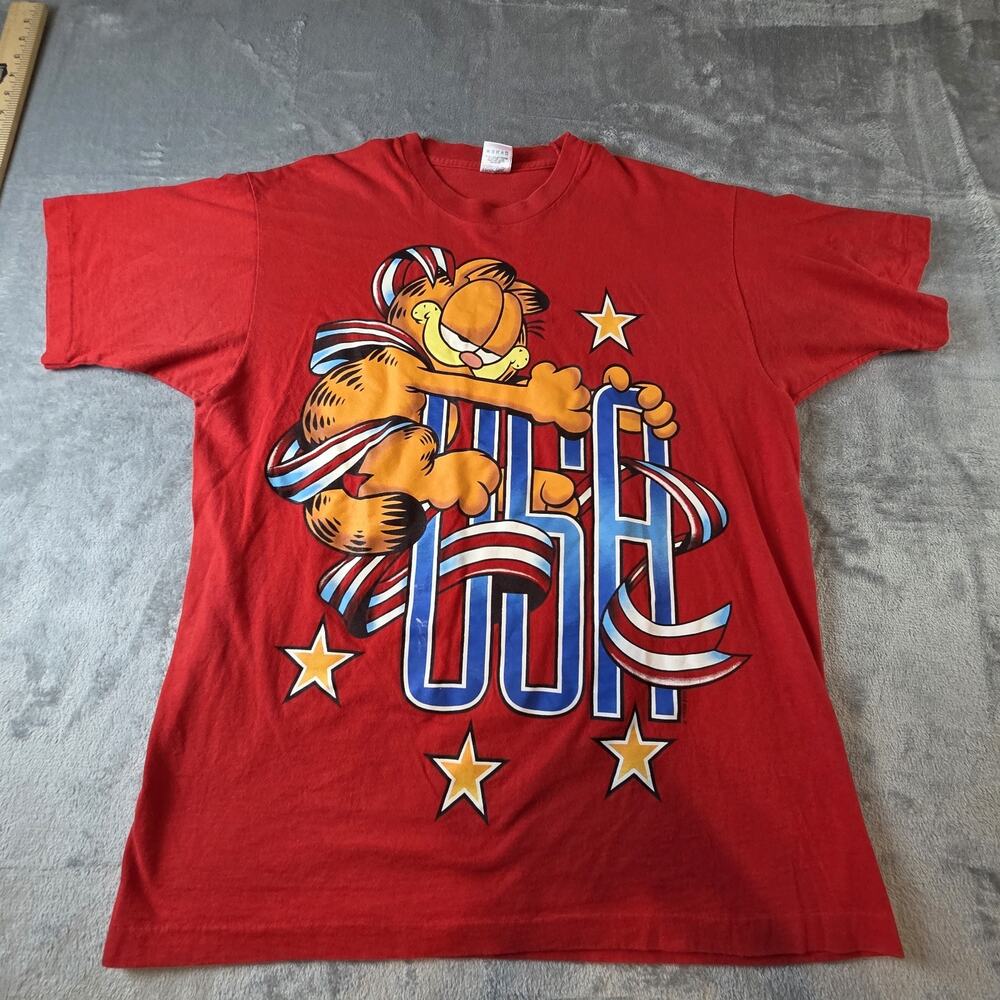 Vintage Garfield Shirt XL USA Single Stitch VTG Red